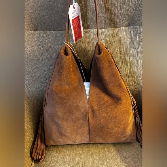 NWT Divina Firenze Suede Fringe Hobo Bag - Picture 2 of 8